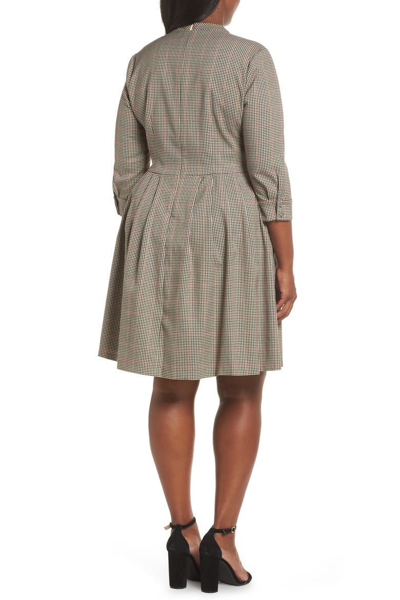Blanche Check Bow Tie Fit & Flare Dress, Alternate, color, MULTI