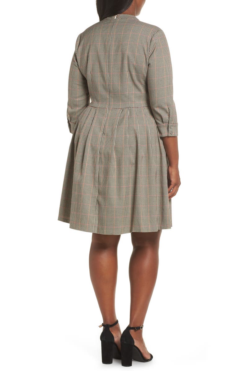 Gal Meets Glam Collection Blanche Check Bow Tie Fit & Flare Dress, Alternate, color, 