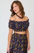 Unique Vintage 1970s Off Ruffle Up Crop Top