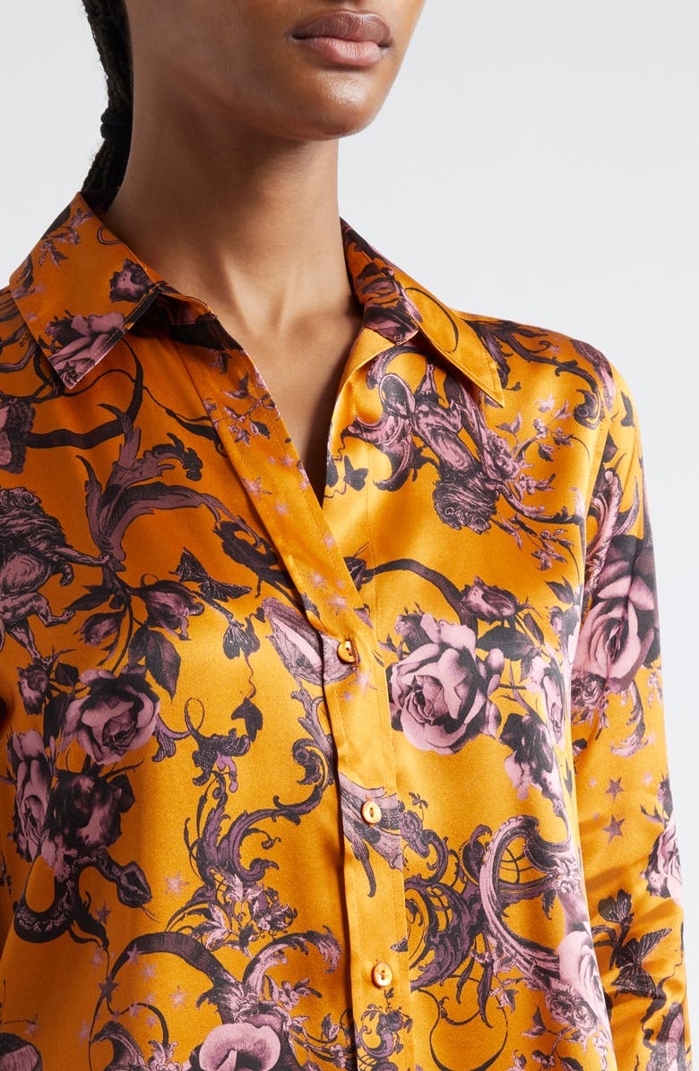 L'AGENCE Dani Floral Silk Charmeuse Blouse, Alternate, color, Desclay Multi Baroque Floral