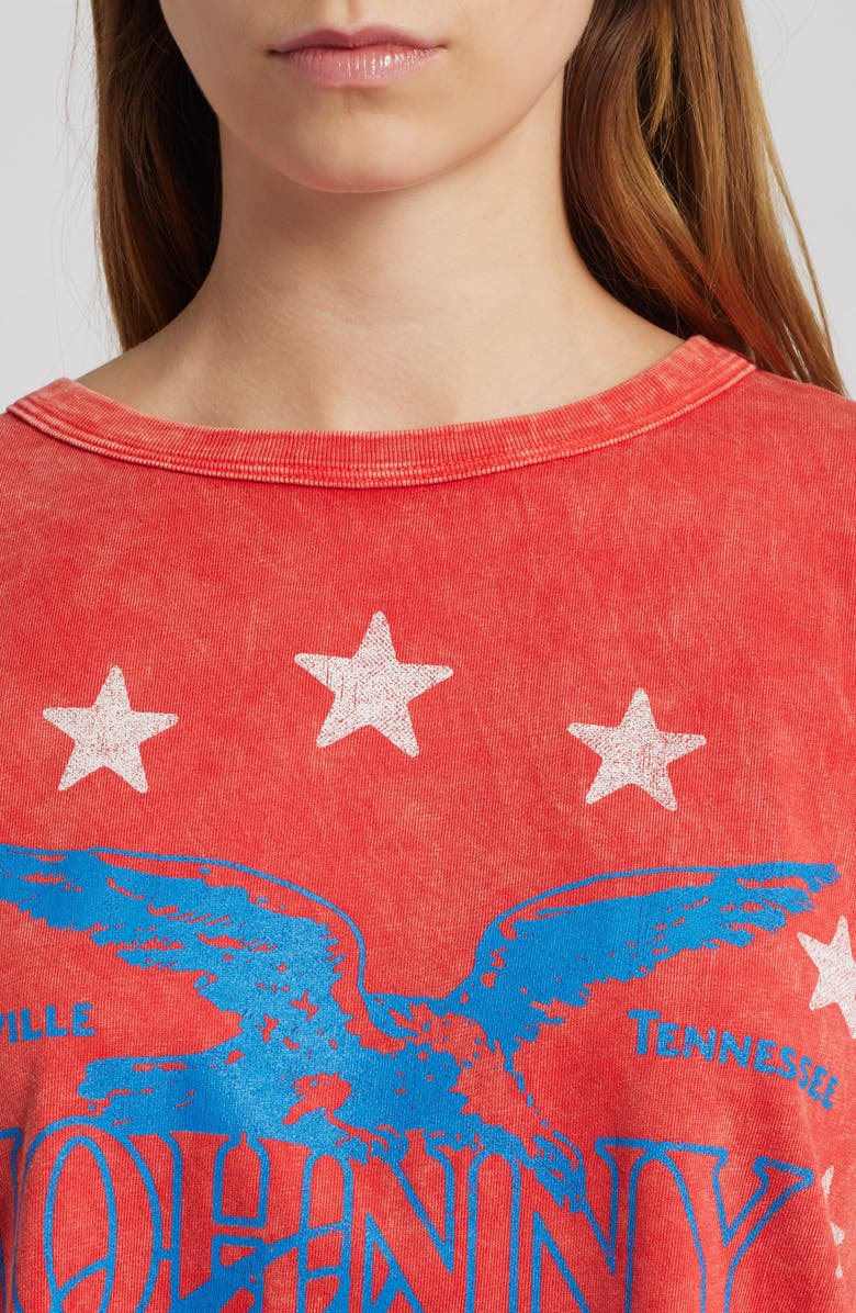 Daydreamer Johnny Cash Cotton Graphic Muscle Tank, Alternate, color, Red Acid Wash