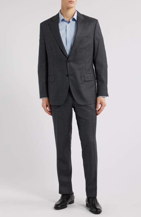 Hartford Classic Fit Black Glen Plaid Wool Suit (Regular & Big)