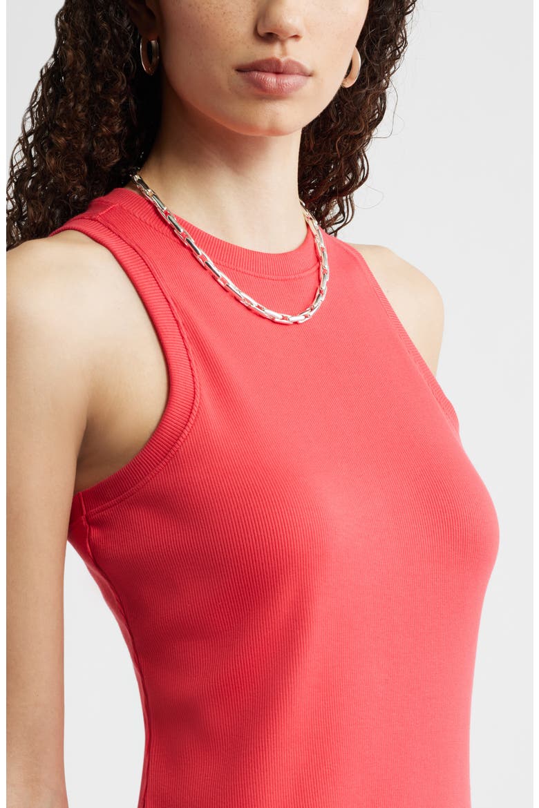 Stretch Cotton Microrib Tank Dress, Alternate, color, RED SAUCY