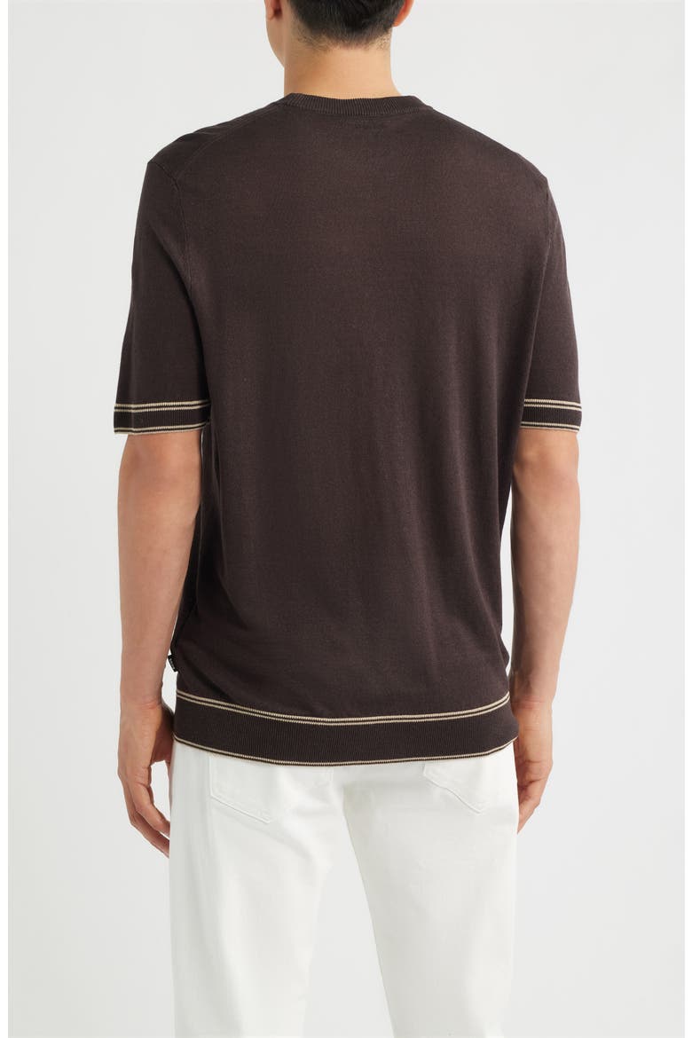 Norberto Linen Blend Short Sleeve Sweater, Alternate, color, DARK BROWN