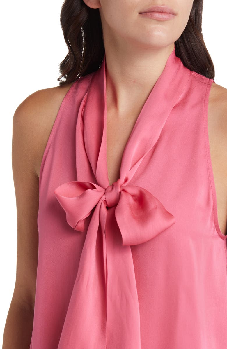 & Other Stories Tie Neck Sleeveless Satin Blouse, Alternate, color, Pink