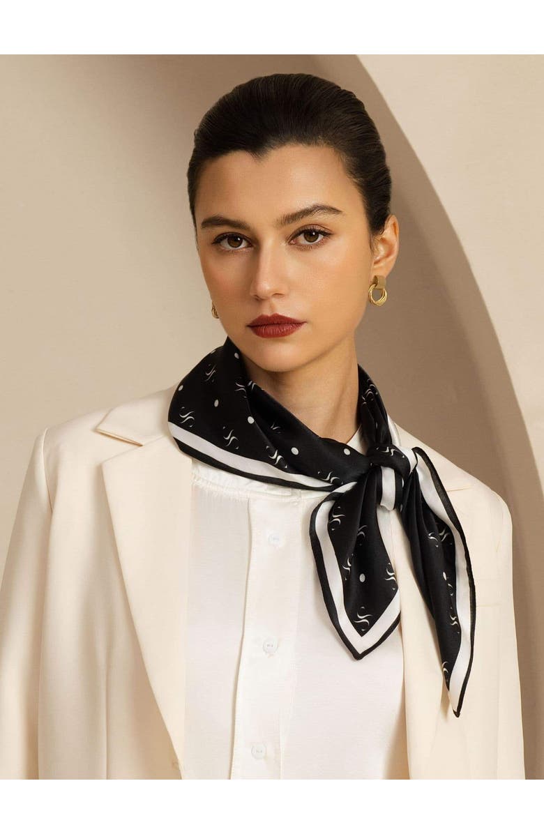 SILKSILKY Pure Silk Impression Square Scarf, Alternate, color, Black