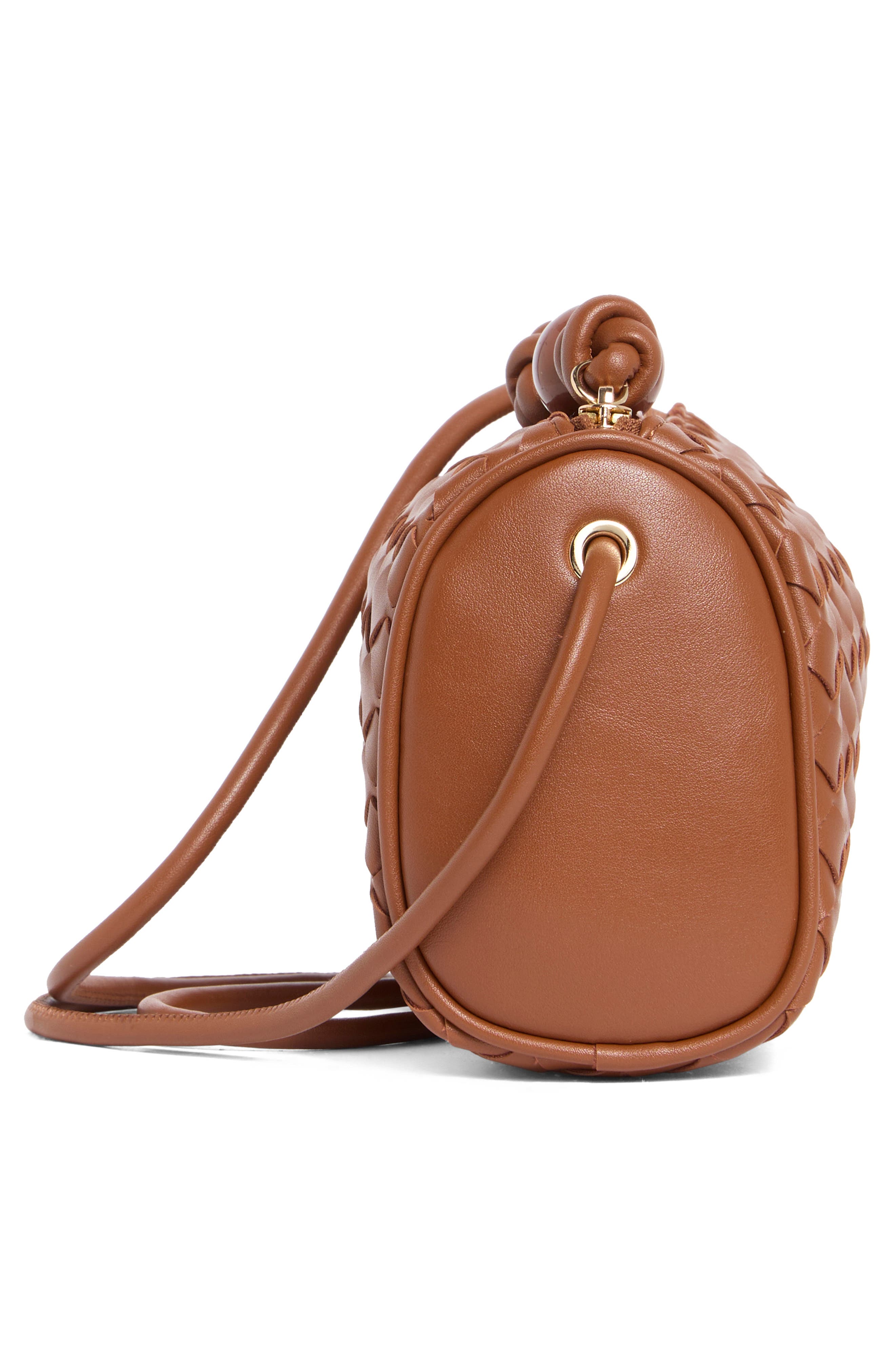 Woven Faux Leather Crossbody Bag, Alternate, color, CHOCOLATE