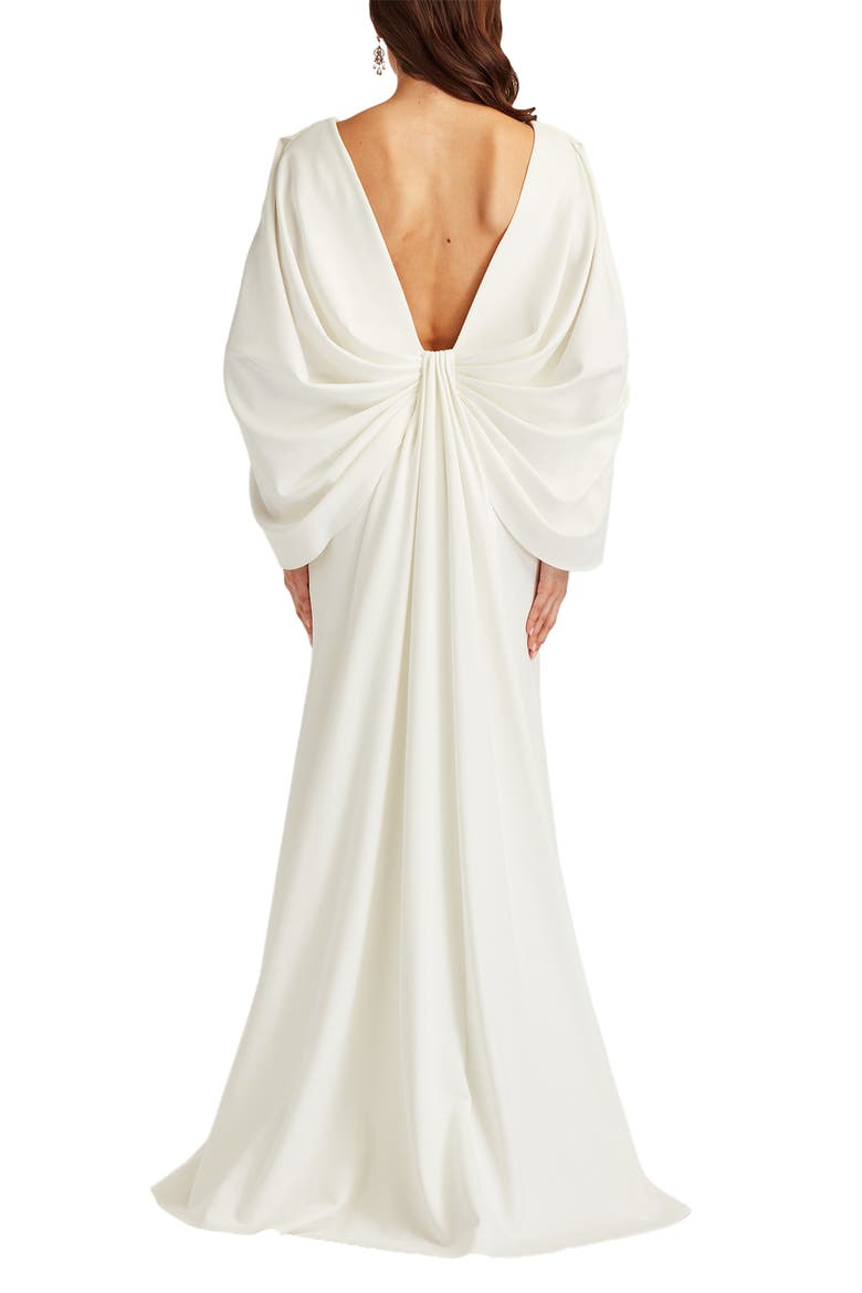 Low Back Crepe Gown, Alternate, color, IVORY