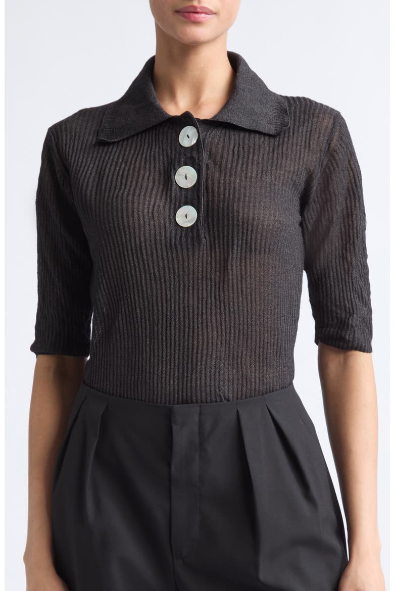 Sugarman Virgin Wool Rib Polo, Alternate, color, SILVER