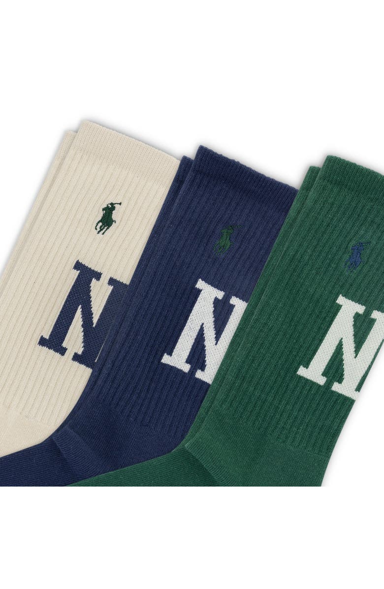 Polo Ralph Lauren Assorted 3-Pack NY Crew Socks, Alternate, color, Ivory Multi