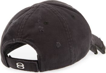 Balenciaga Double Unity Embroidered Distressed Baseball Cap