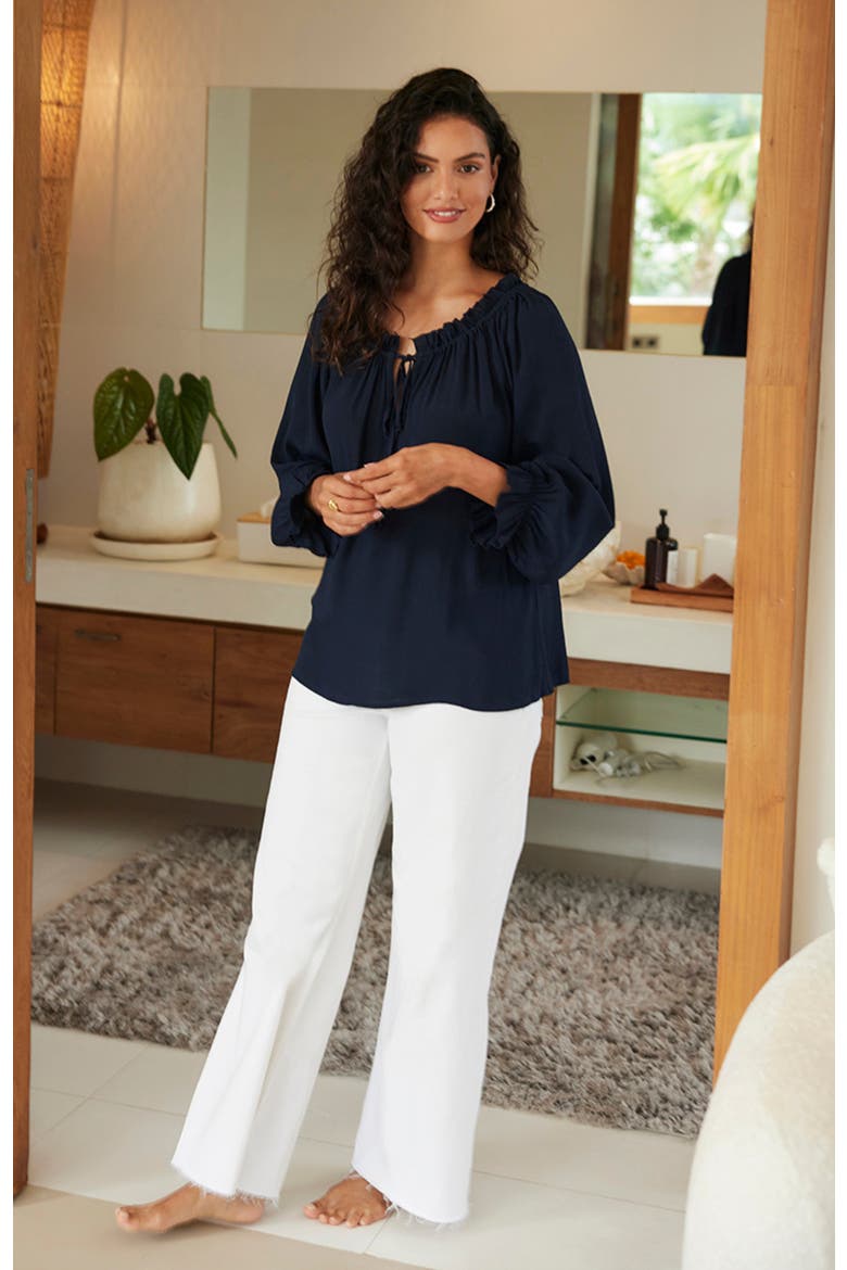 Solid Esme Long Sleeve Top, Alternate, color, Midnight Navy