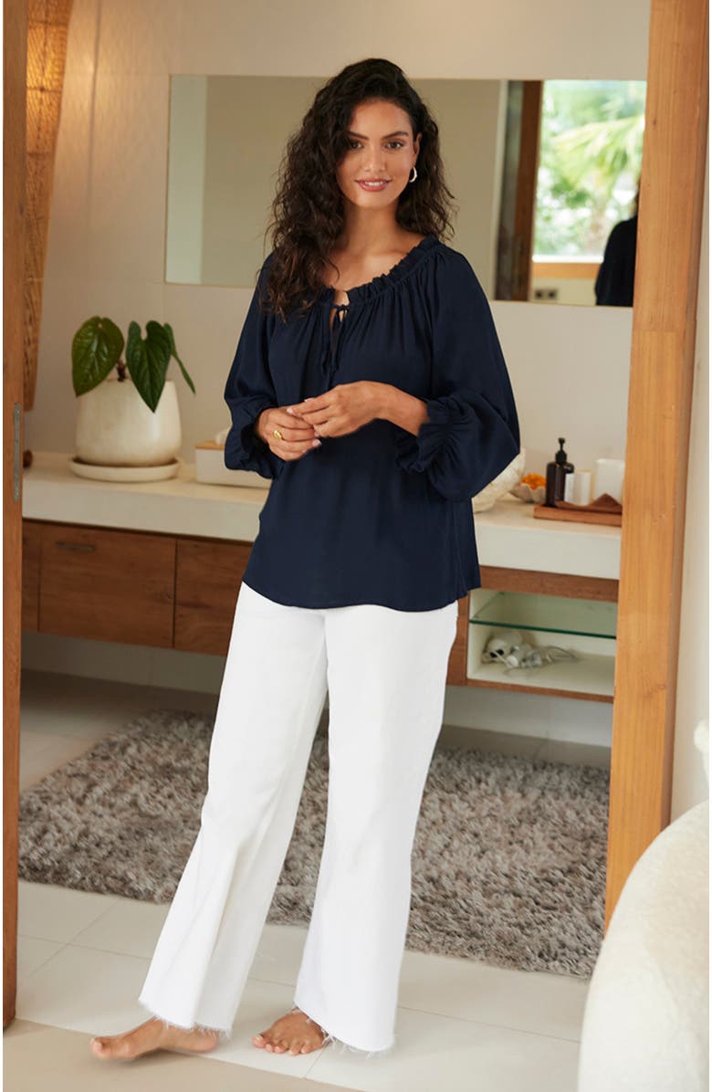 Paneros Clothing Solid Esme Long Sleeve Top, Alternate, color, Midnight Navy