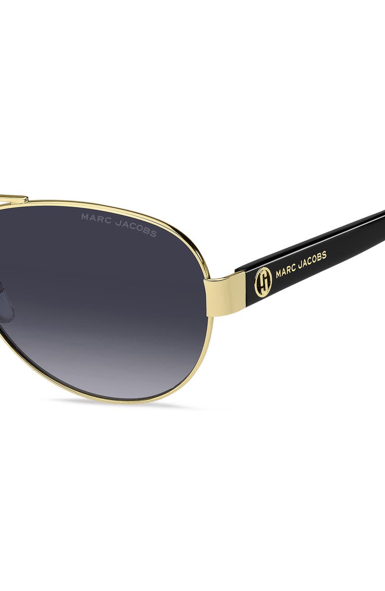 Marc Jacobs 60mm Aviator Sunglasses, Alternate, color, Gold Black/ Grey Shaded