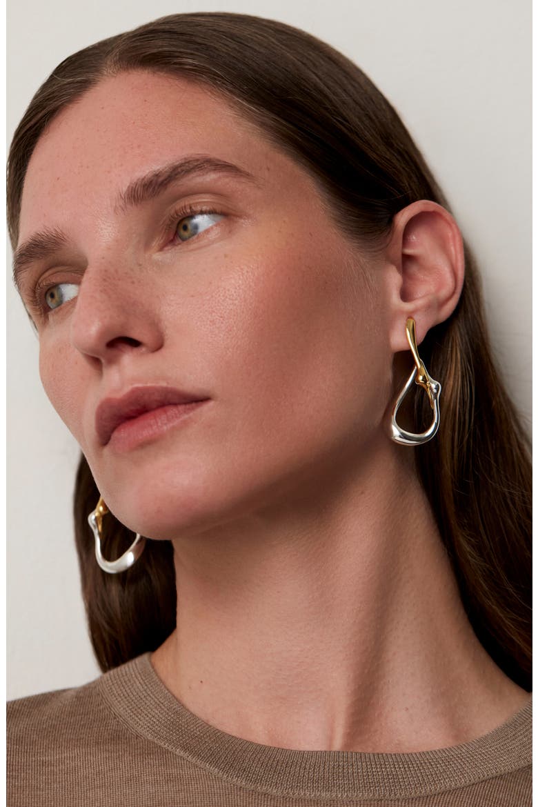 Egret Hoop Earrings, Alternate, color, TWO-TONE