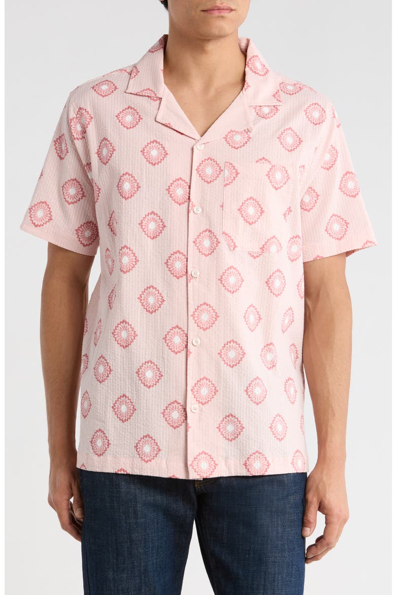 Geometric Bloom Camp Shirt, Main, color, PINK