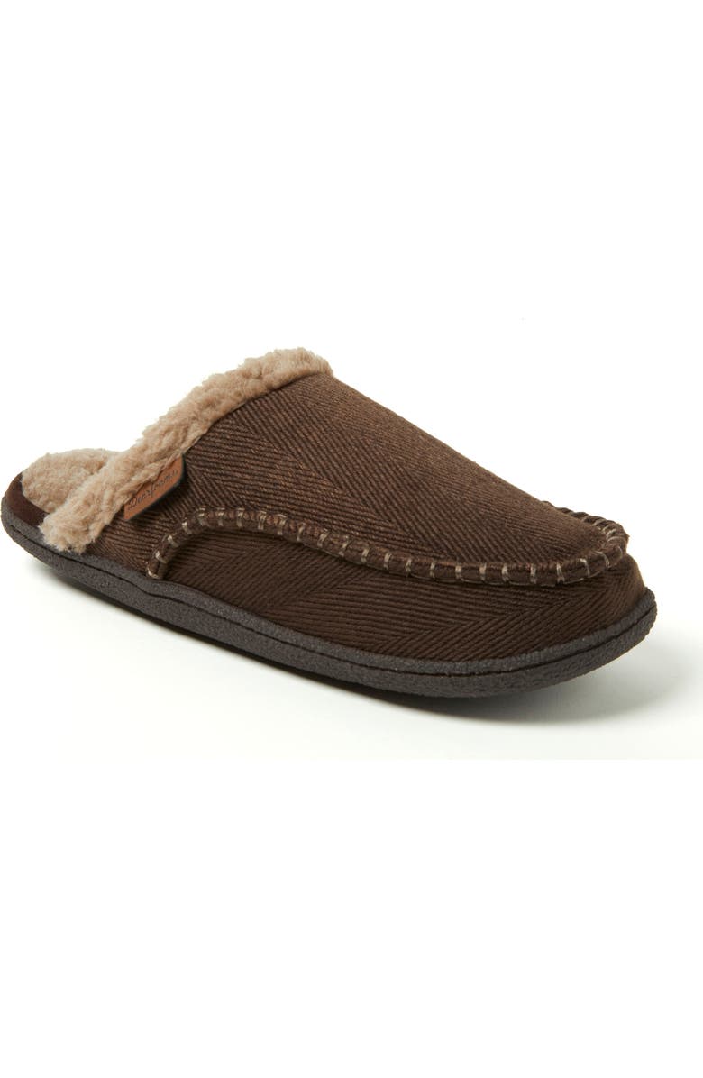 DEARFOAMS Matthew Moccasin Toe Scuff House Slipper, Main, color, Coffee