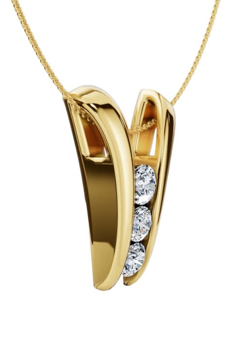 1/2Ct Three Stone Diamond Pendant Gold Women's 18" Necklace Lab Grown