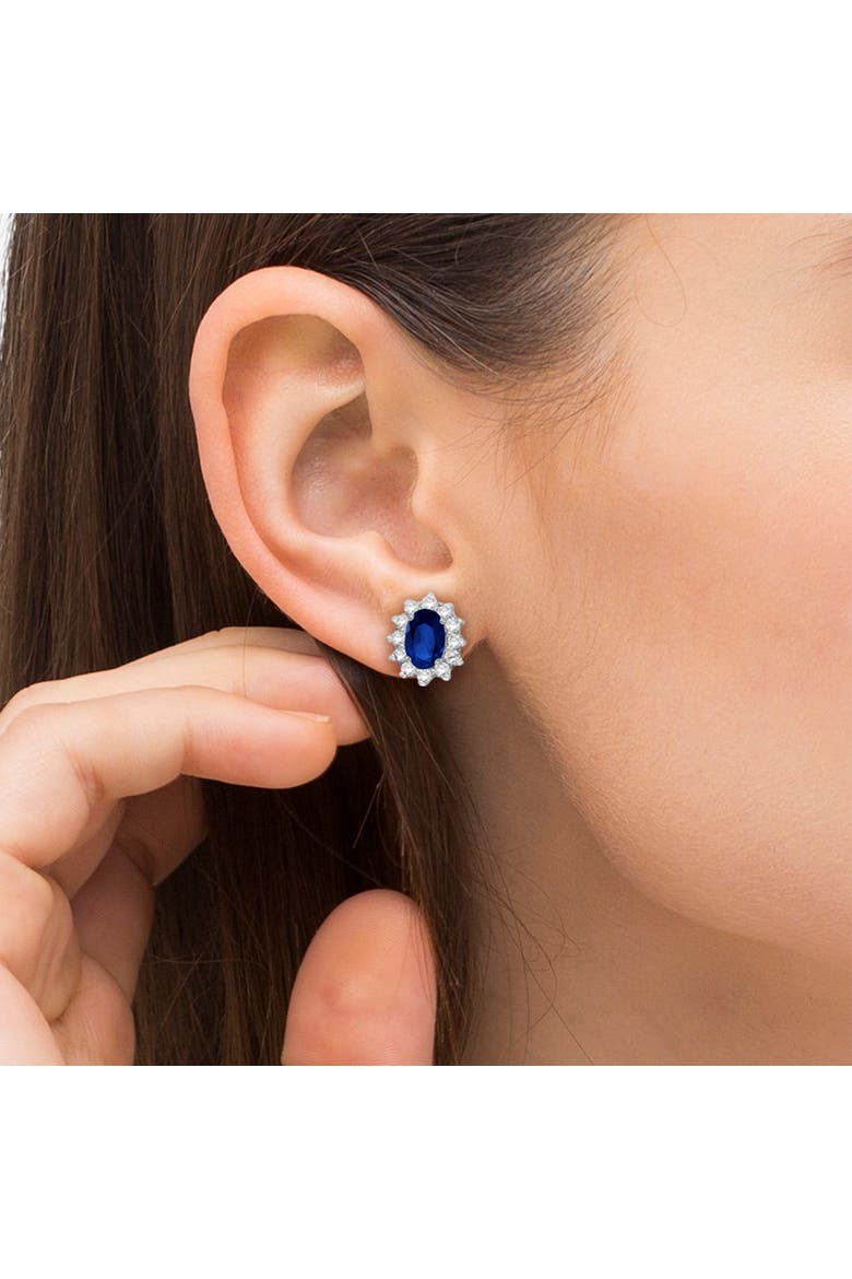 Oval  Accented Earrings 14k, Alternate, color, blue sapphire