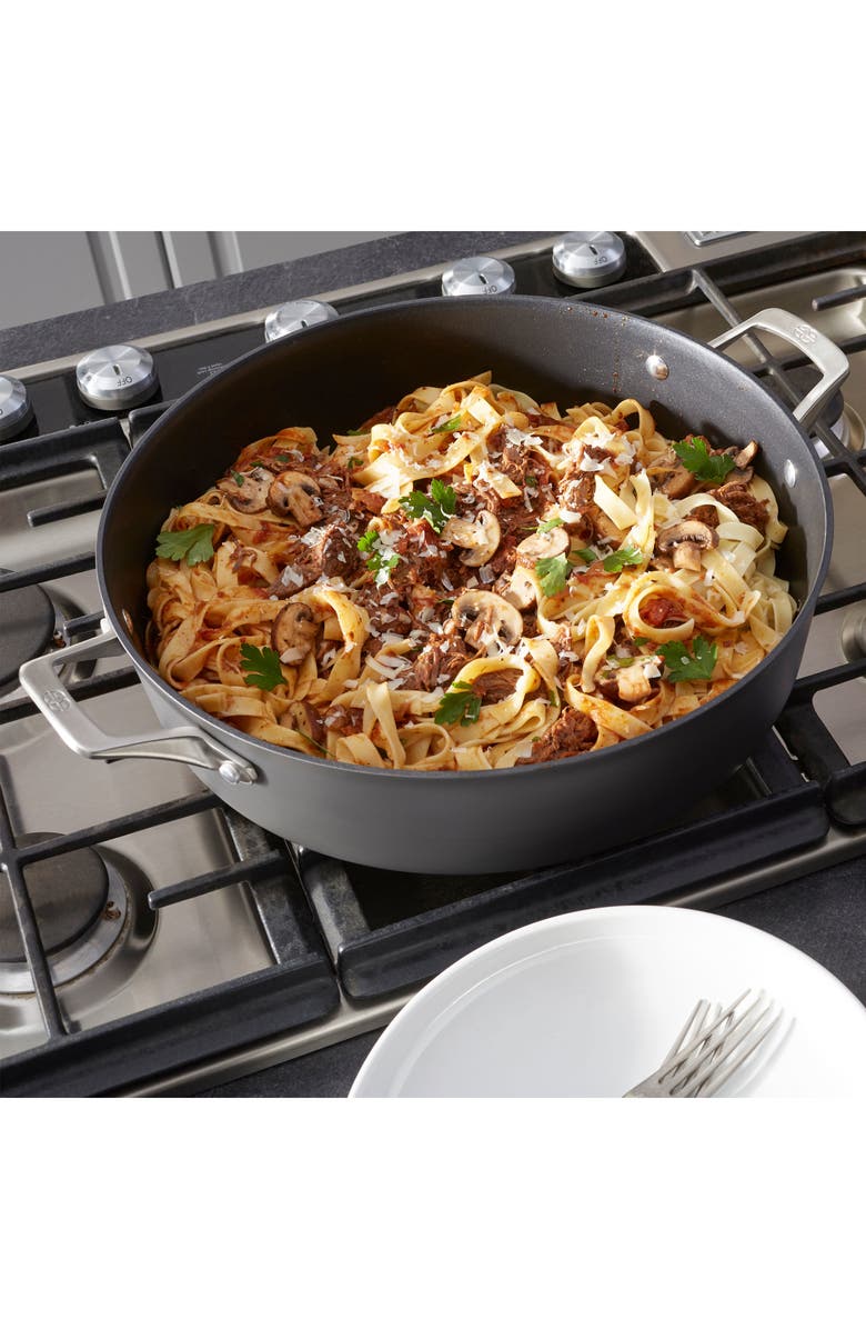 CALPHALON Premier Hard Anodized Nonstick 7-Quart Sauteuse with Lid, Alternate, color, Black