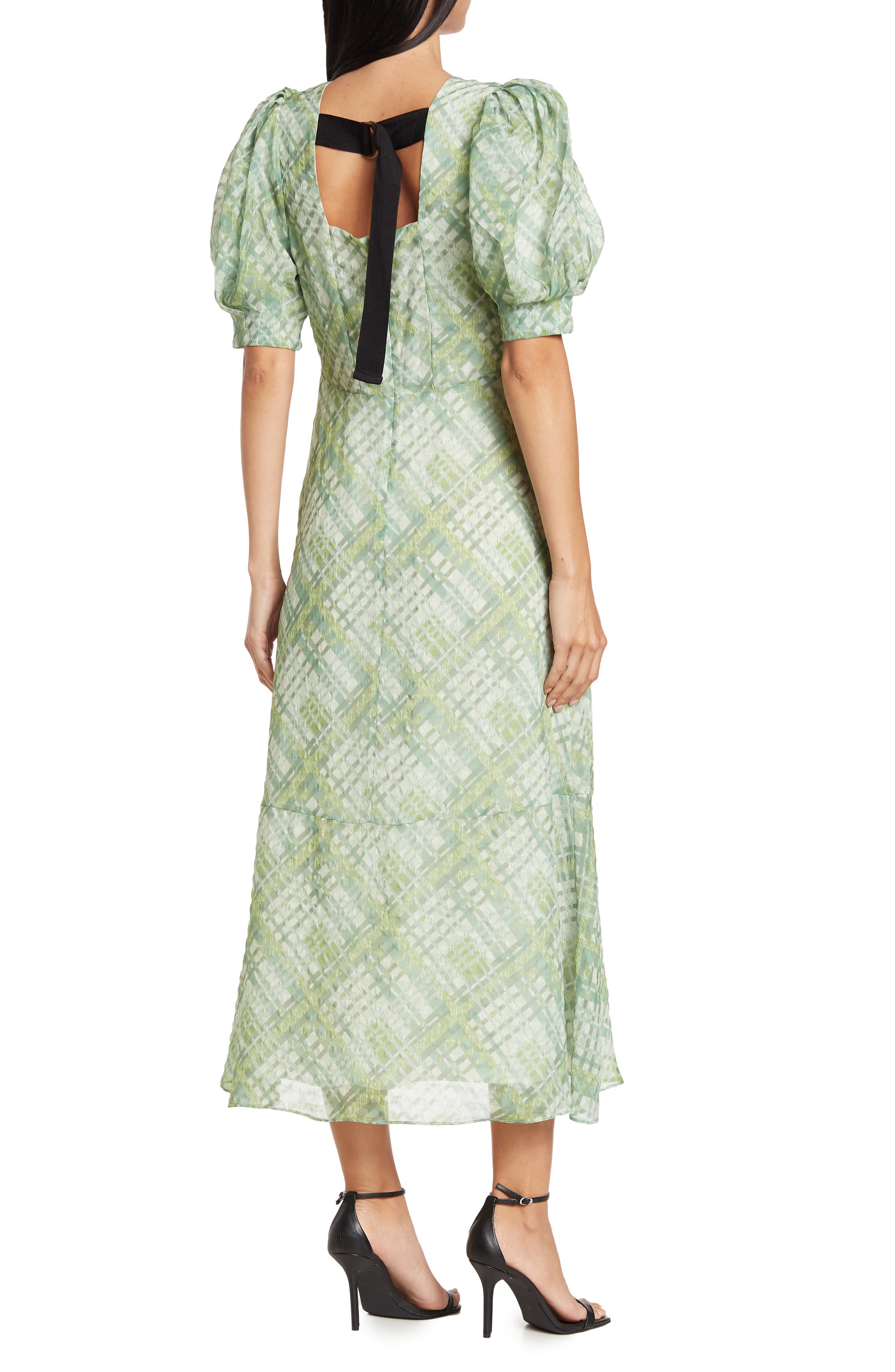Ted Baker London Seersucker Check Puff Sleeve Flounce Hem Dress (Women ...