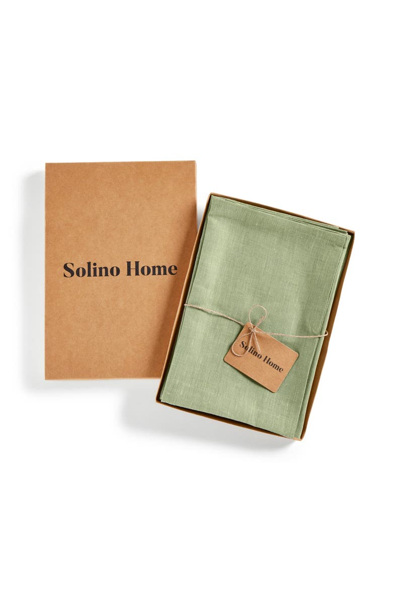 Linen Dinner Napkins Set of 4, 20 x 20" - Athena, Alternate, color, Chambray Olive