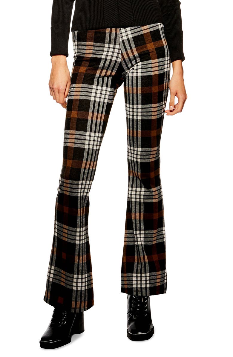 Topshop Plaid Flare Pants, Main, color,