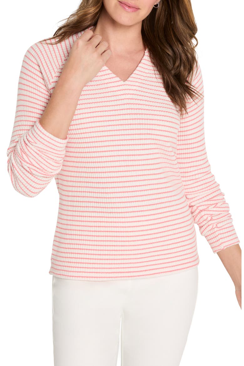 Stripe Thermal Split Neck Long Sleeve Top, Main, color, PINK MULTI
