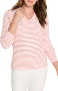 NIC+ZOE Stripe Thermal Split Neck Long Sleeve Top