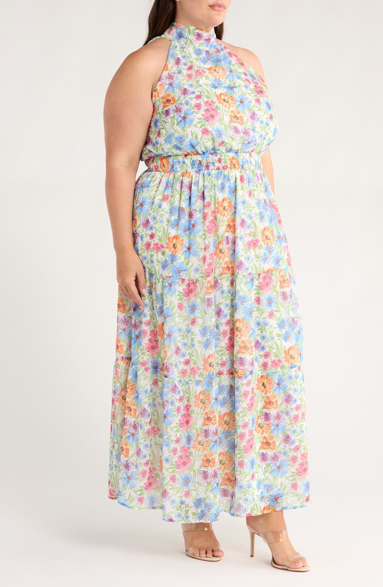 SUGARLIPS Ezia Garden Jetter Maxi Dress, Alternate, color, Blue/ Pink/ Yellow