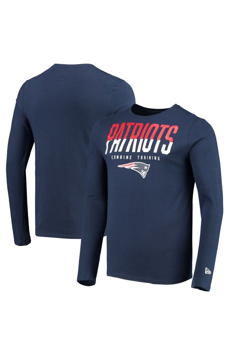New Era Men's New Era Navy New England Patriots Combine Authentic Split Line Long Sleeve T-Shirt, Main, color, 