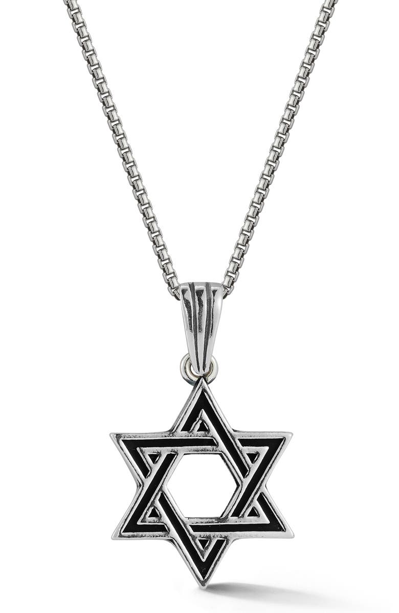 Yield of Men Sterling Silver Star of David Pendant Necklace, Main, color, 