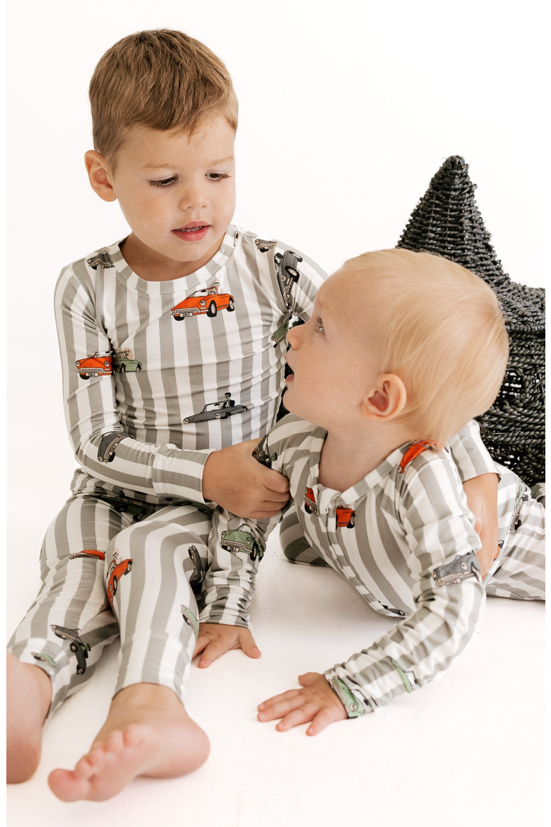 Spooky Little Riders Zipper Romper, Alternate, color, Grey Stripe
