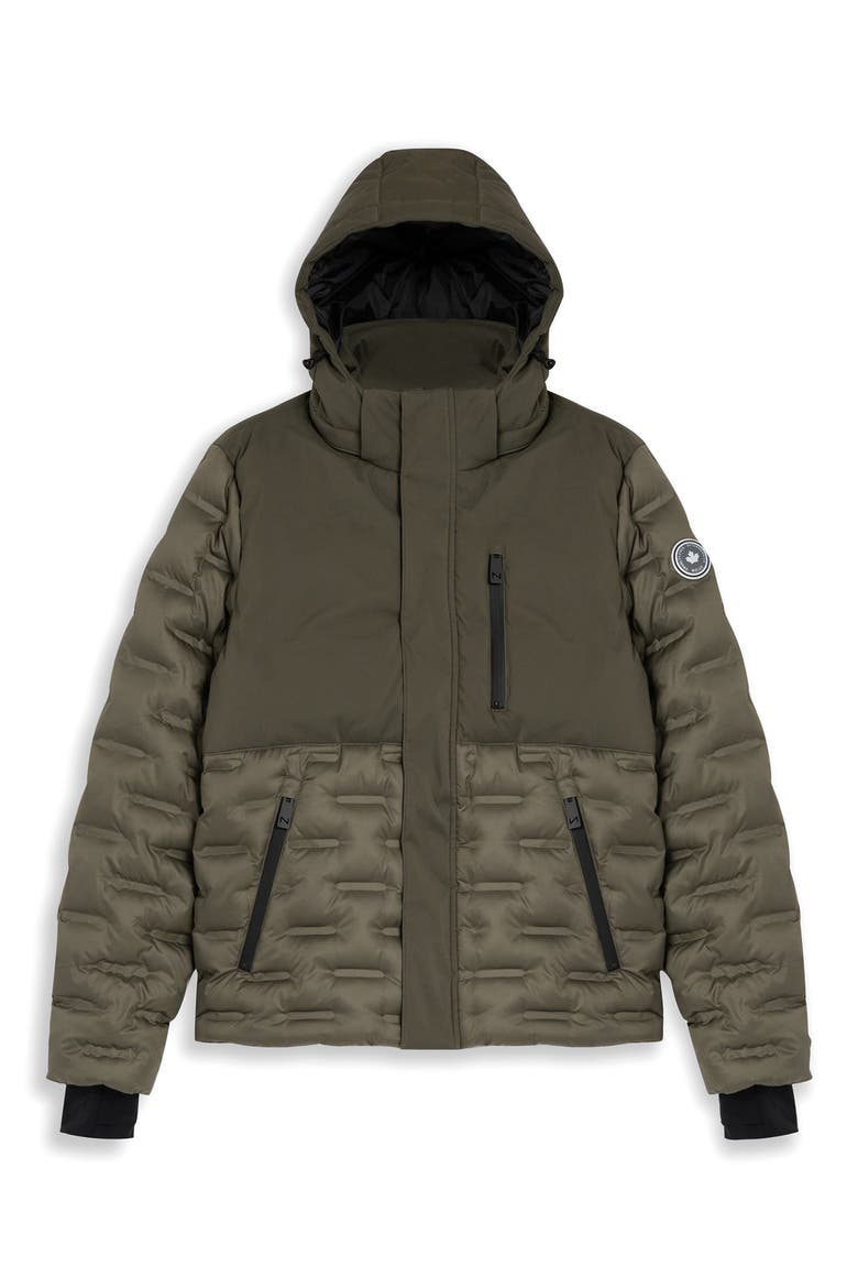 Dawson Mixed Media Hooded Puffer Jacket, Alternate, color, ARMY