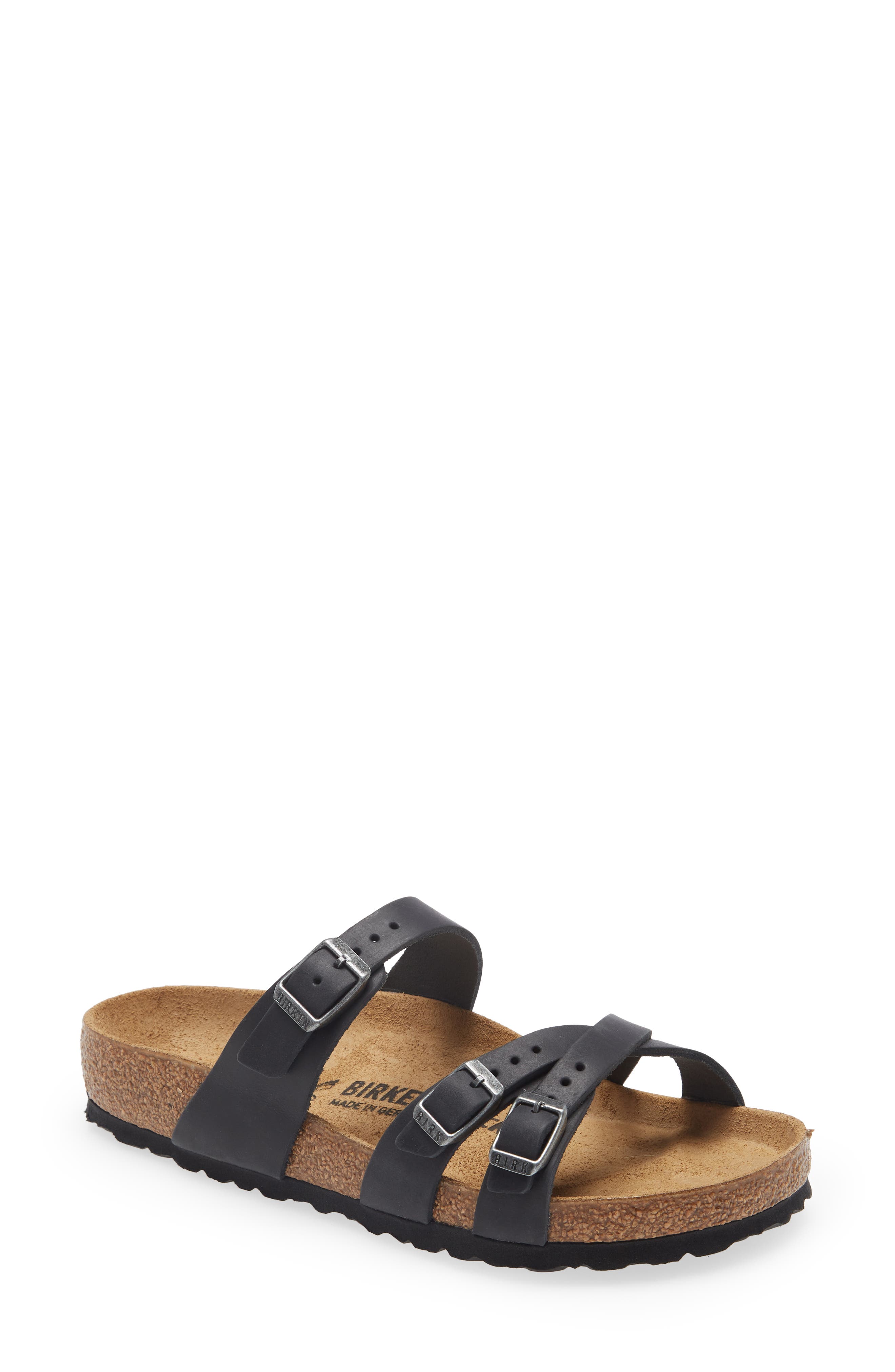 Franca Slide Sandal, Main, color, BLACK OILED
