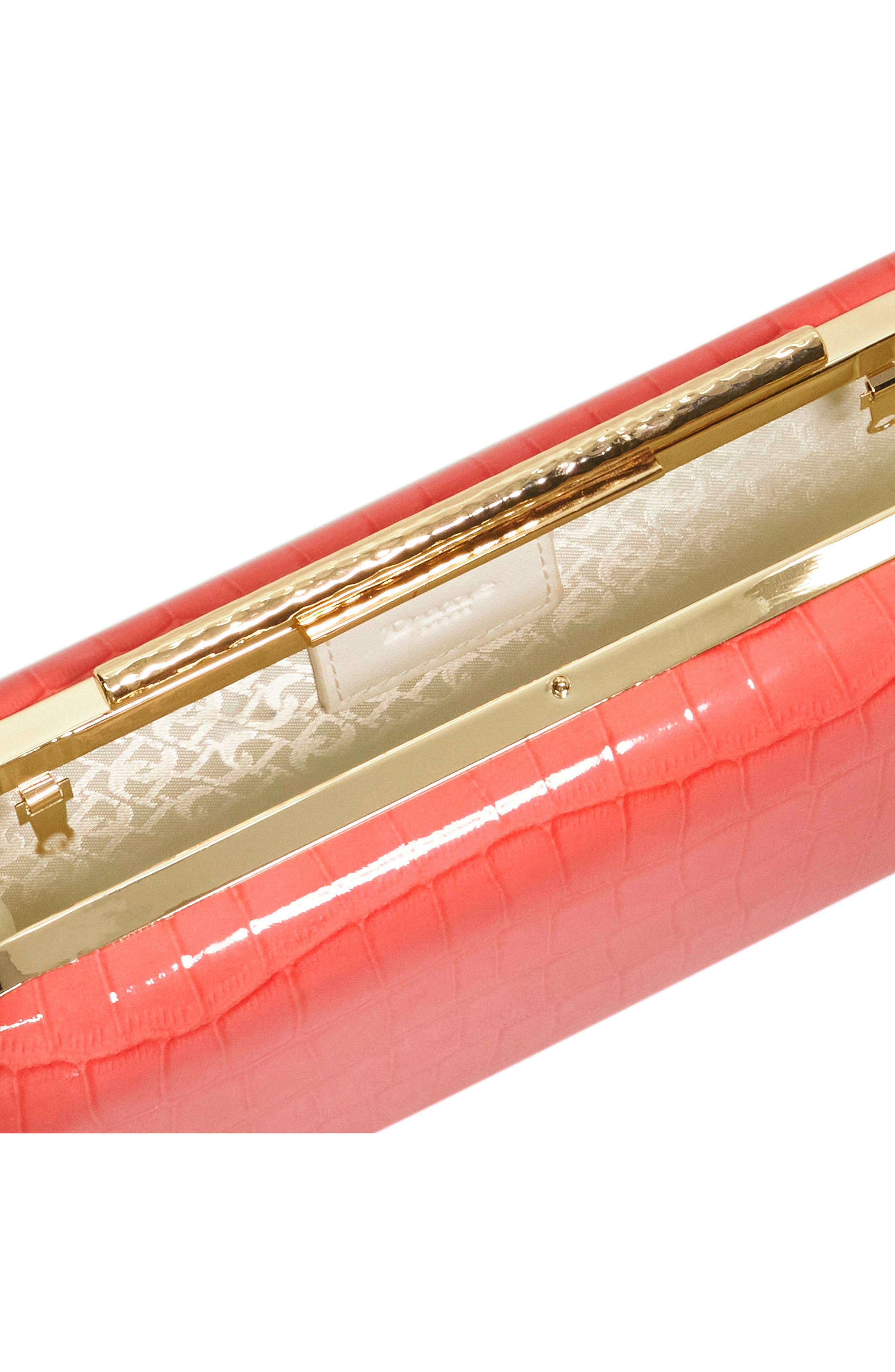 Dune London Body Faux Leather Frame Clutch, Alternate, color, Coral