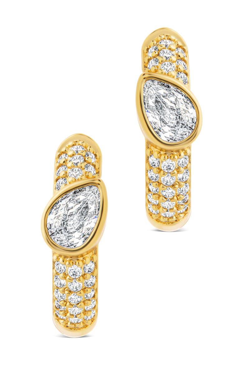 Daniela Pavé Cubic Zirconia Huggie Hoop Earrings, Alternate, color, GOLD