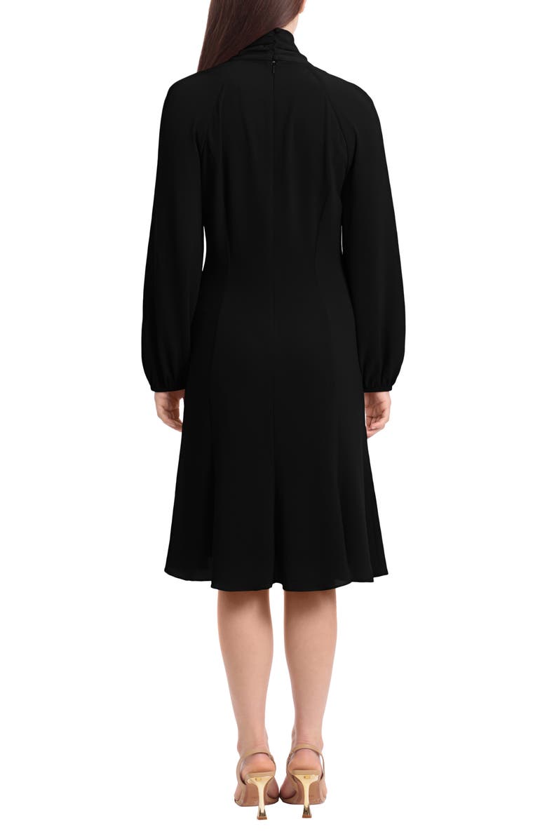Maggy London Tie Neck Long Sleeve Fit & Flare Dress, Alternate, color, 