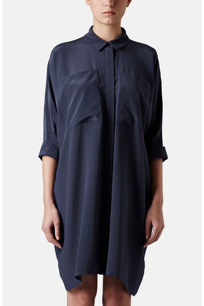 Silk Shirt Dress, Main, color, BLUE