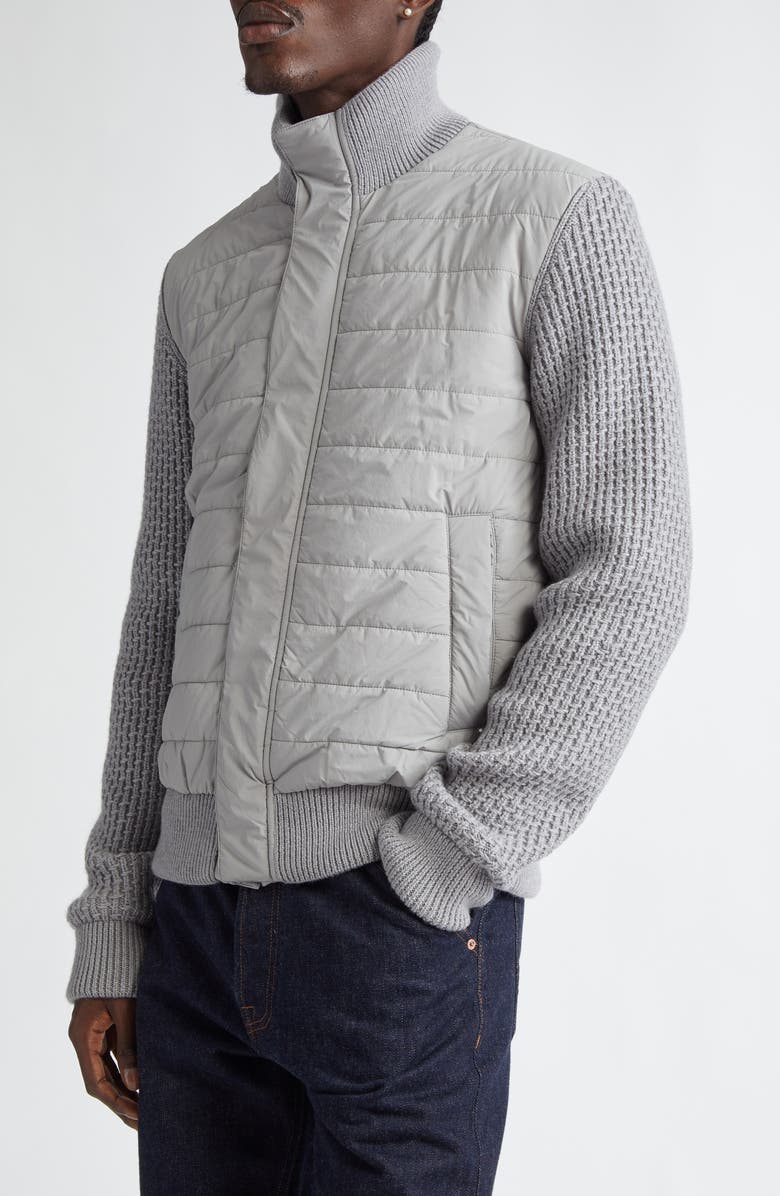 Herno Mixed Media Bomber Jacket, Alternate, color, 