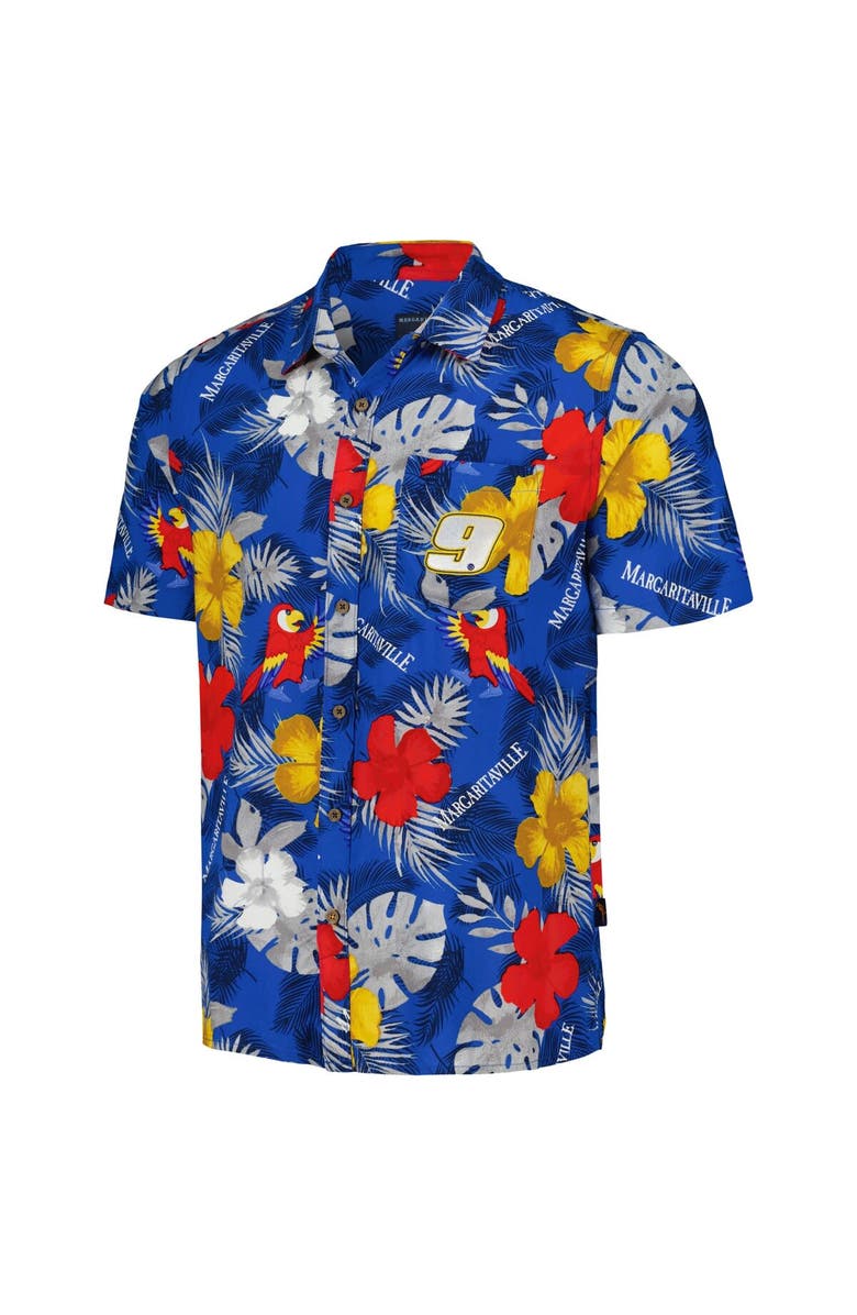 Margaritaville Men's Margaritaville Royal Chase Elliott Island Life Floral Party Full-Button Shirt, Alternate, color, Royal
