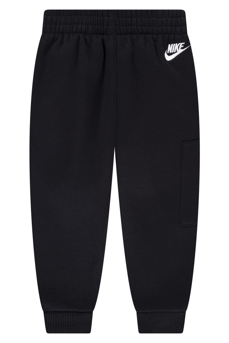 Kids' Bouclé Trim Graphic Joggers, Alternate, color, BLACK