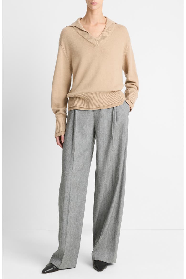 Double Layer Wool & Cashmere Sweater, Alternate, color, CAMEL