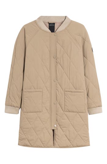 Noize Francine Long Quilted Jacket In Neutral
