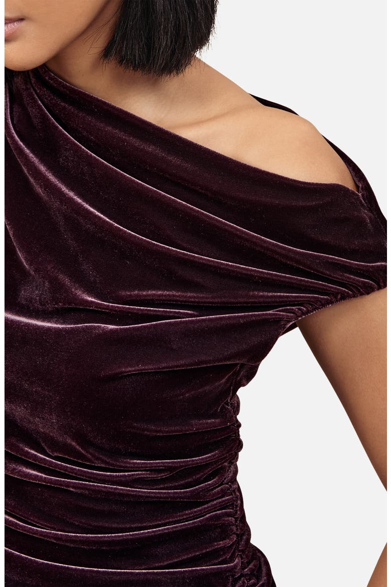 Demi Velvet Asymmetric Neck Top, Alternate, color, PLUM PURPLE