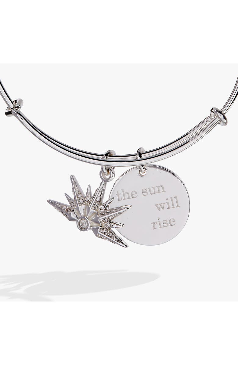 Alex and Ani The Sun Will Rise Duo Charm Bangle Bracelet, Alternate, color, Silver