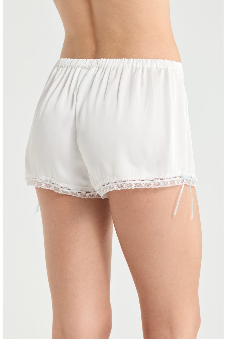 Nyah Lace Trim Pintuck Detail Pajama Shorts, Alternate, color, WHITE