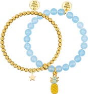 Little Miss Zoe Pineapple Gemstone and Delicate Gold Bracelet Set