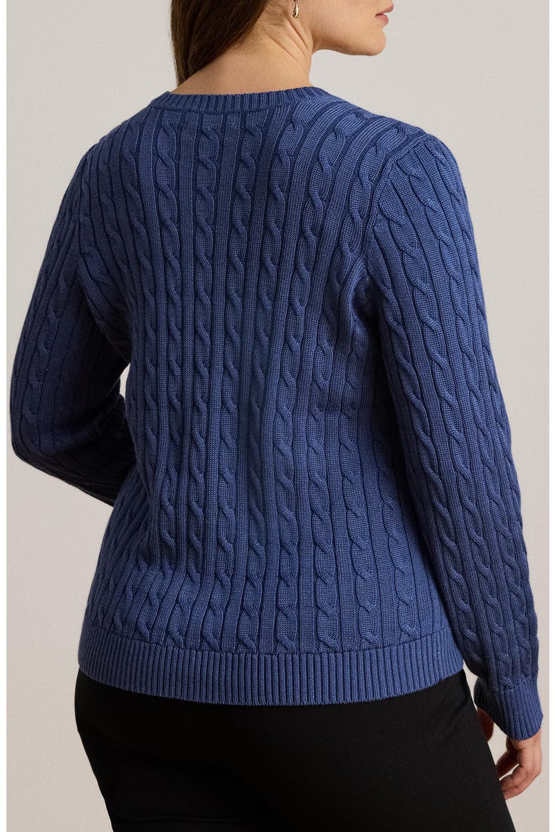 Cable Knit Cotton Blend Cardigan, Alternate, color, INKY BLUE