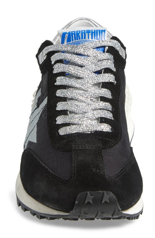 Golden Goose Running Marathon Leather-trimmed Shell Sneakers In Black/silver